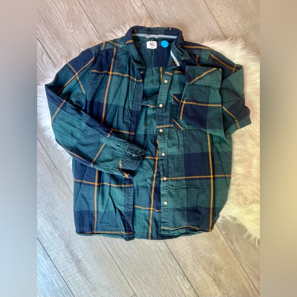 TENTREE | Green and Blue Plaid Button Down Shirt (XL)